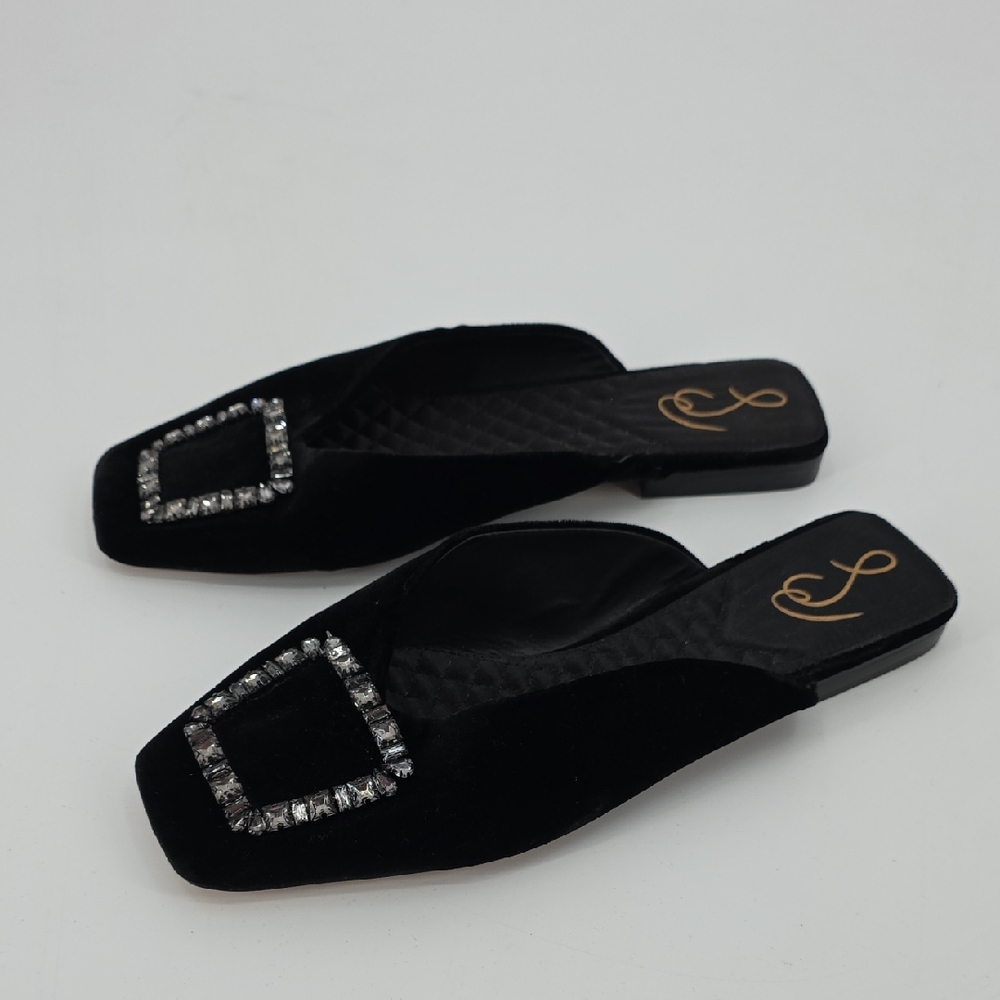 Sam Edelman Black Velvet  with Rhinestone Embellishment Size 10.5